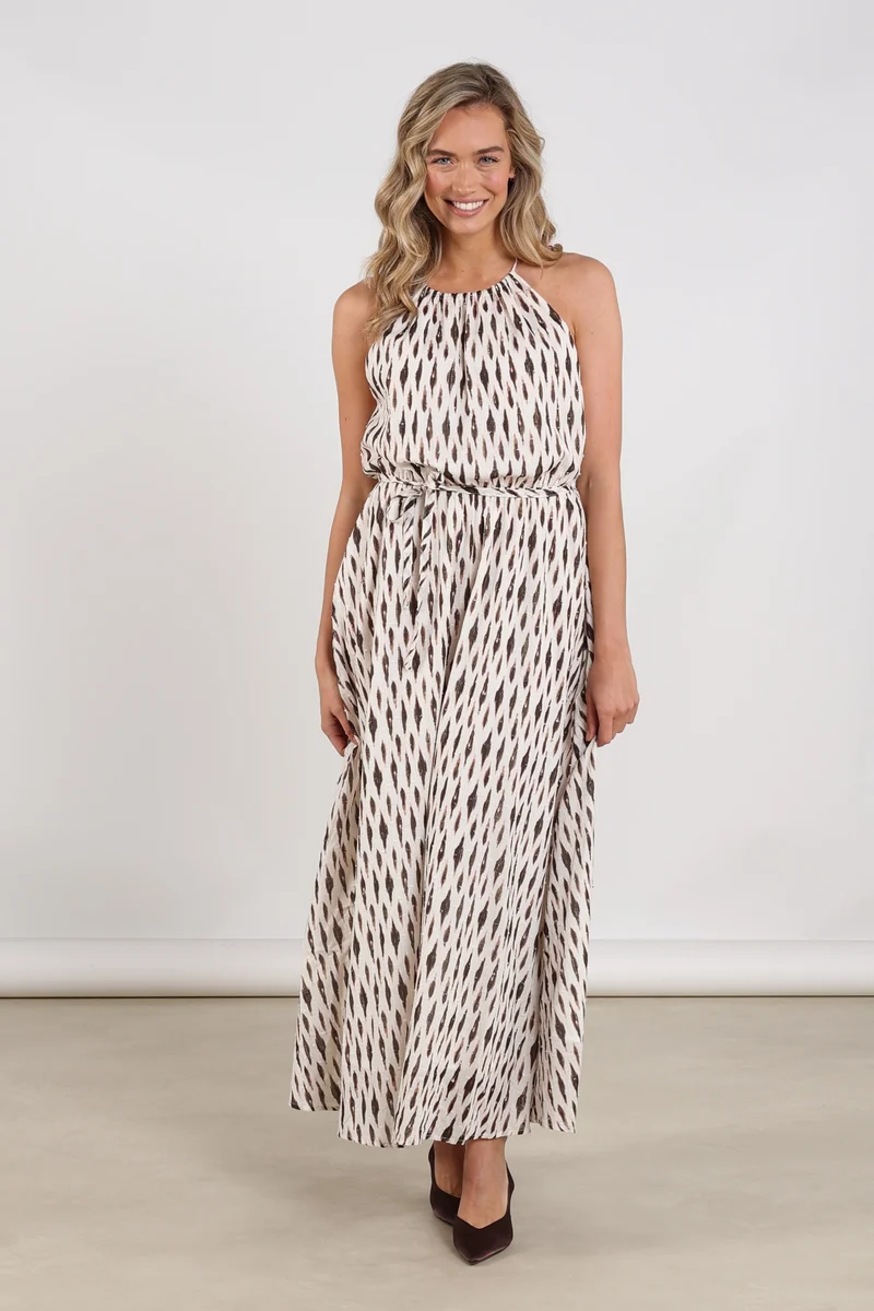 Jurk Monique Print Offwhite Fango