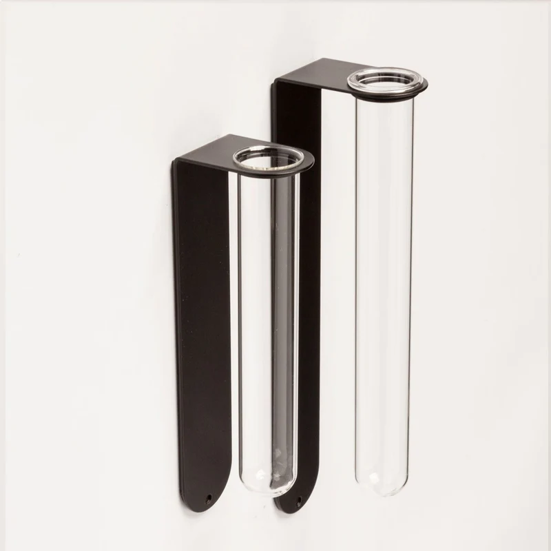 Magnetisch bloemenvaasje glas - zwart - large