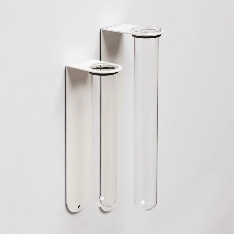 Magnetisch bloemenvaasje glas - wit - large