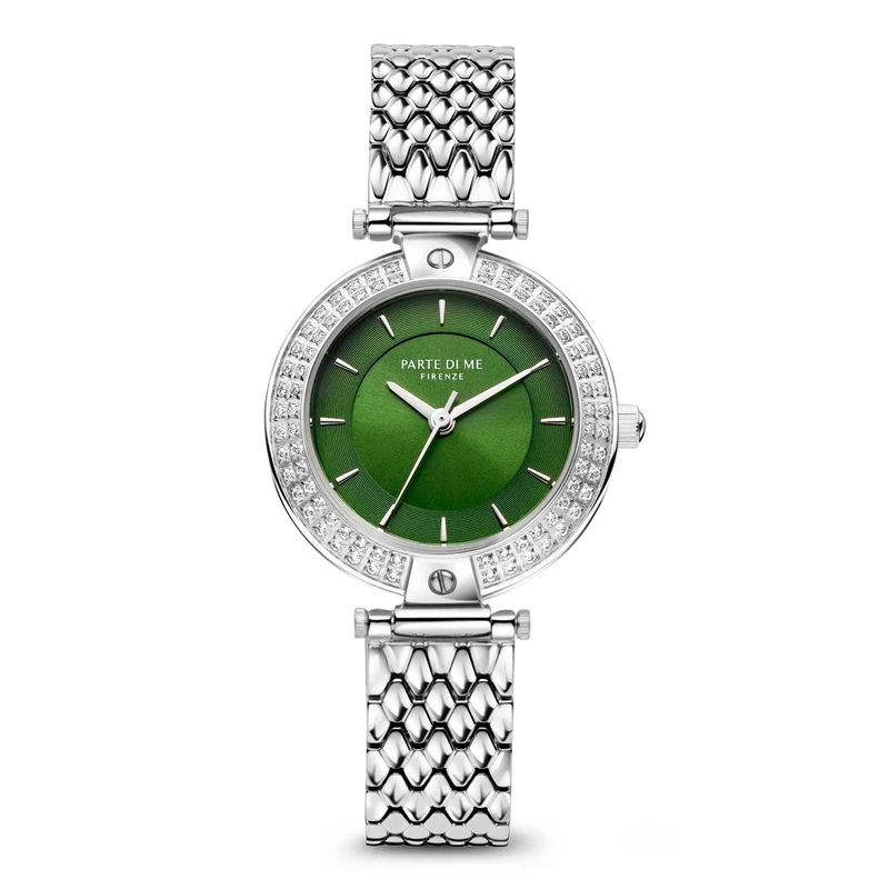 Parte Di Me Orologio Rond Dameshorloge Zilverkleurig en Groen PDM09010