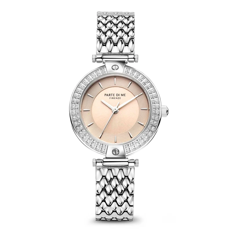 Parte Di Me Orologio Rond Dameshorloge Zilverkleurig en Taupe PDM09009