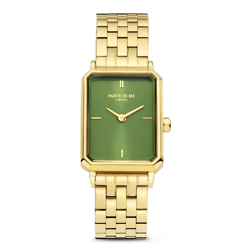 Parte Di Me Orologio Rechthoekig Dameshorloge Goudkleurig en Groen PDM09002