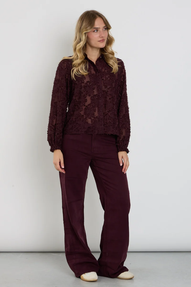 Broek Claudette Tencel Twill Burgundy SRB5157 L33