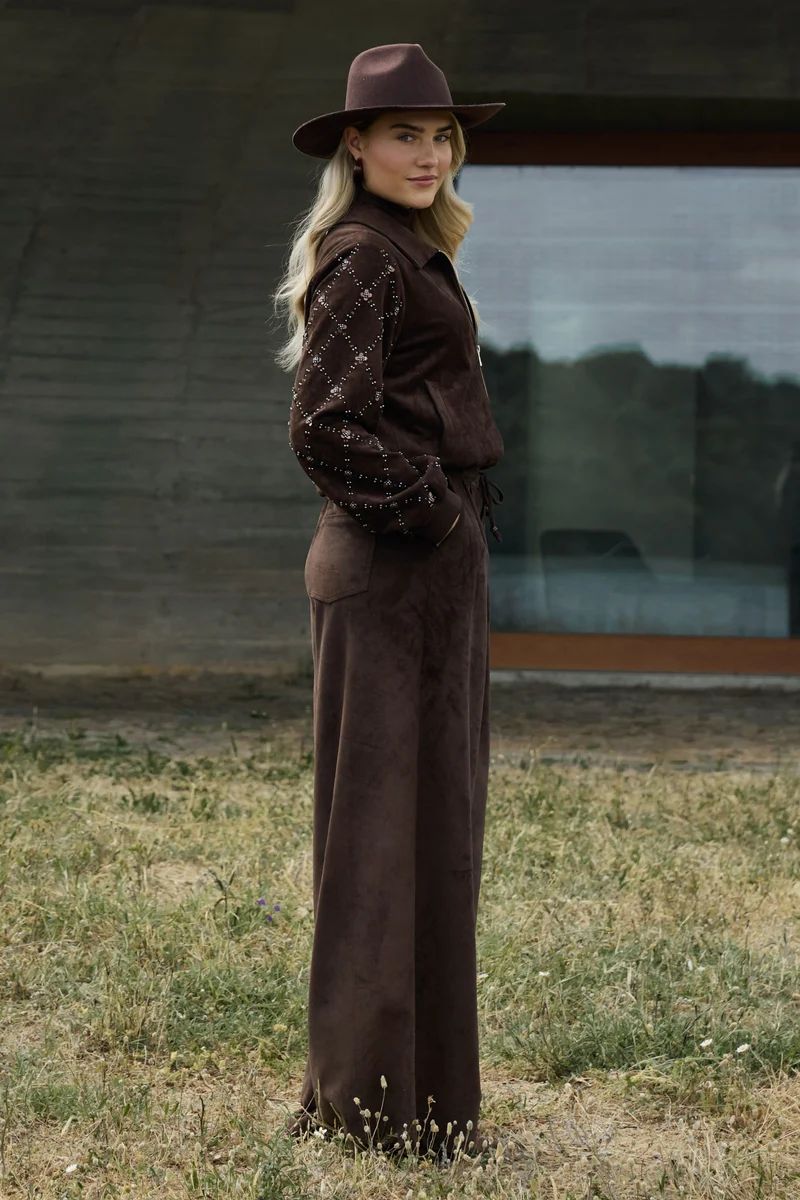 Broek Bertie Suede Chocolate NKF09109