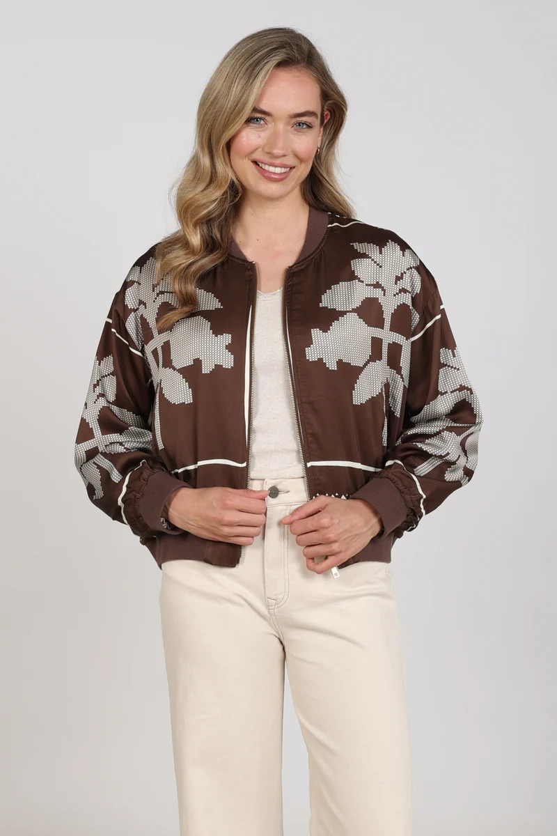 Jacket Davina Cross Chocolate Offwhite NKF13150