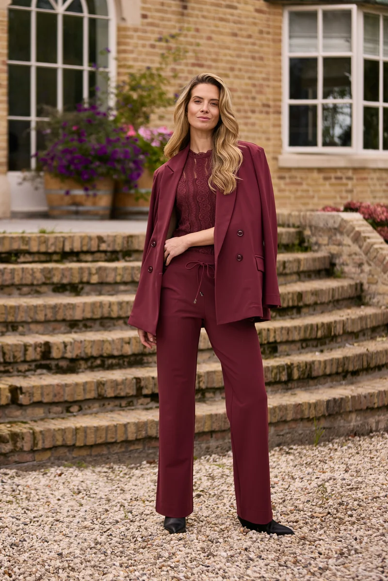 Bonded Travel Broek Flared Burgundy 202631