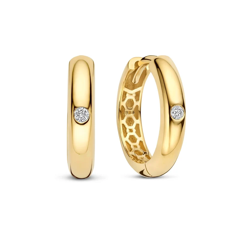 Isabel Bernard De La Paix Lize Gouden Oorbellen met Diamant 0.03 Karaat IBD360040