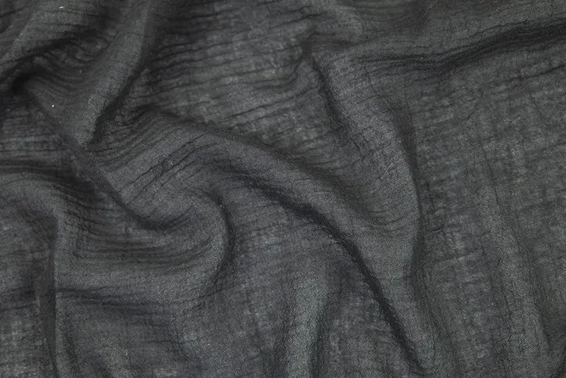 Cotton Gauze Crinkle Solid Black