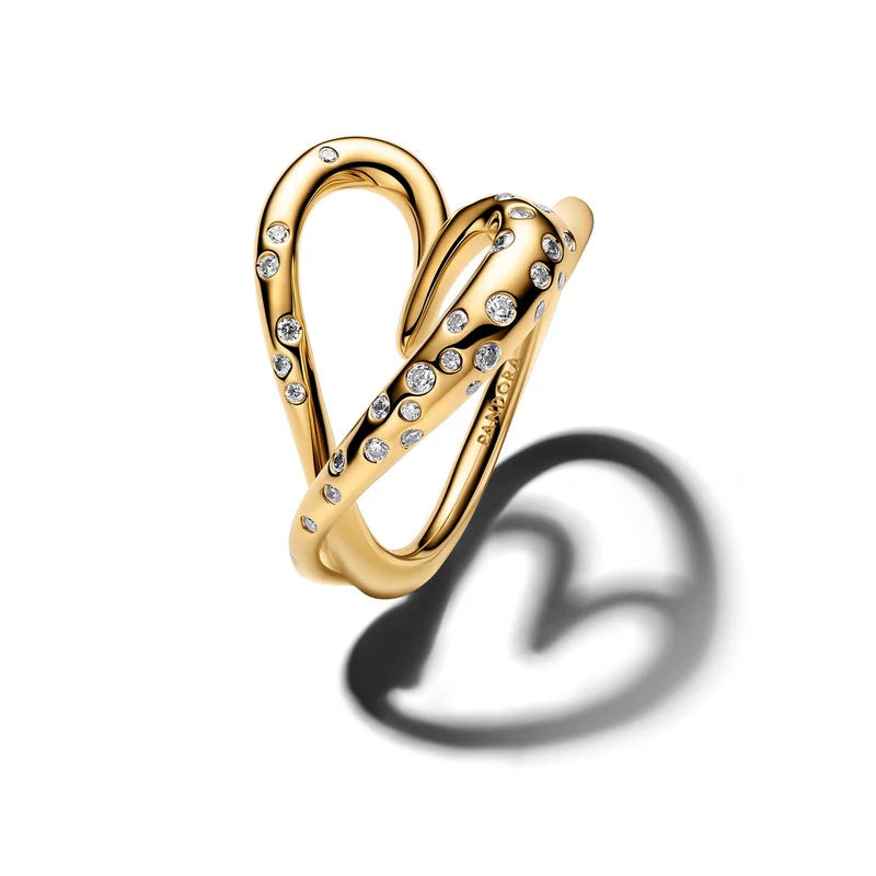 Pandora Essence Verguld Organisch Gevormd Stone-Set Hart Ring 164675C01