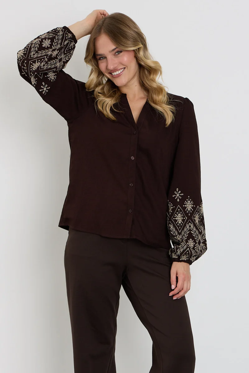 Blouse Embroidery Espresso SRB5152