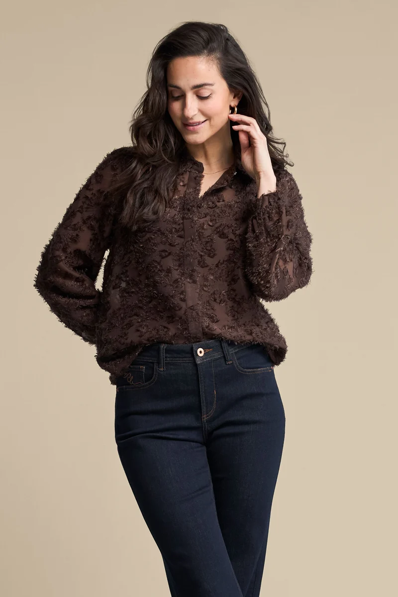 Blouse Fringes Brown SRB5010