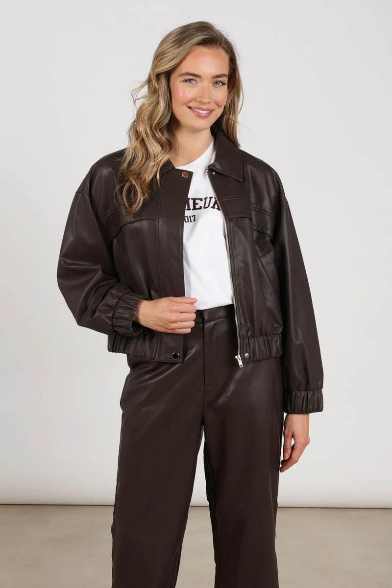 Jacket Delila PU Chocolate NKF13132
