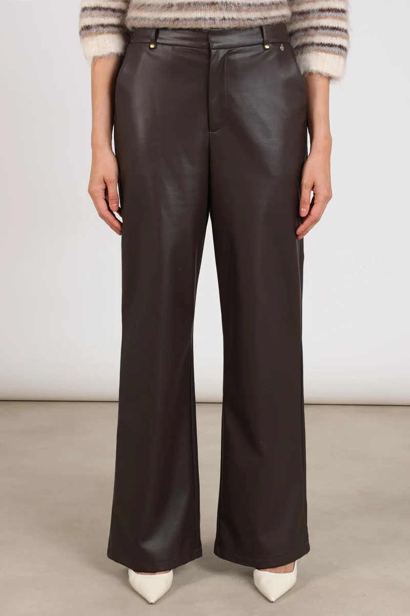 Broek Beverly PU Chocolate NKF09101