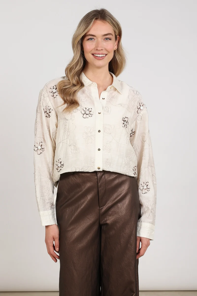 Blouse Aaliya Embroidery Offwhite NKF02152