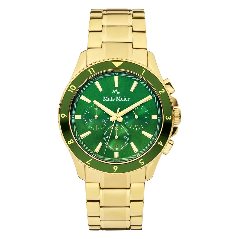 Mats Meier Ponte dei Salti Chronograaf Herenhorloge Goudkleurig en Groen MM00512