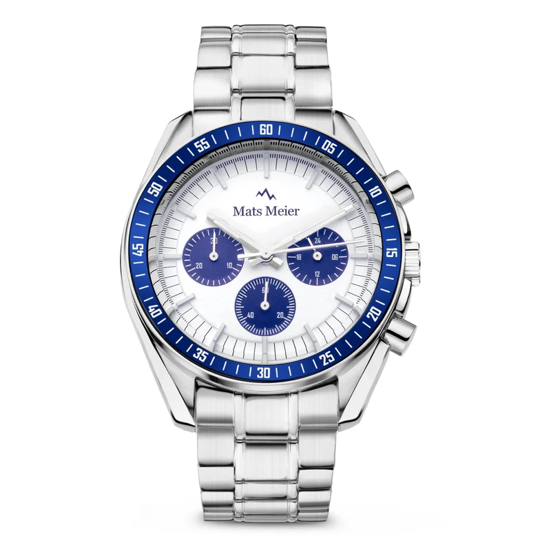 Mats Meier Arosa Racing Chronograaf Herenhorloge Zilverkleurig en Wit MM50013