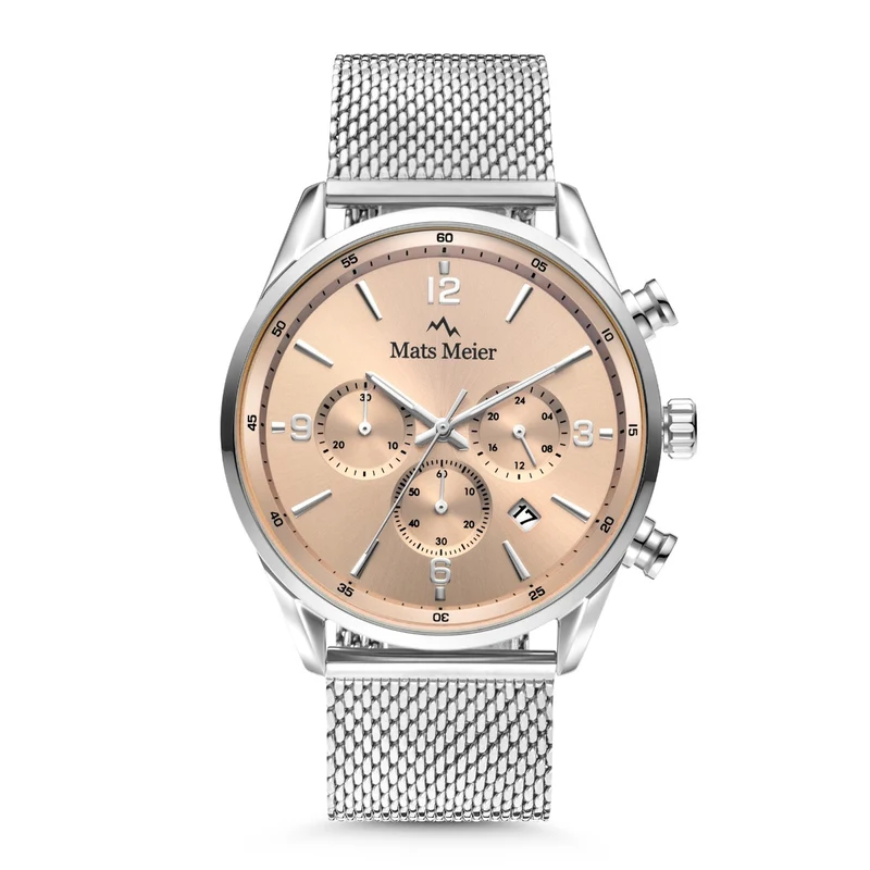 Mats Meier Grand Cornier Chronograaf Herenhorloge Zilverkleurig met Taupe MM00134