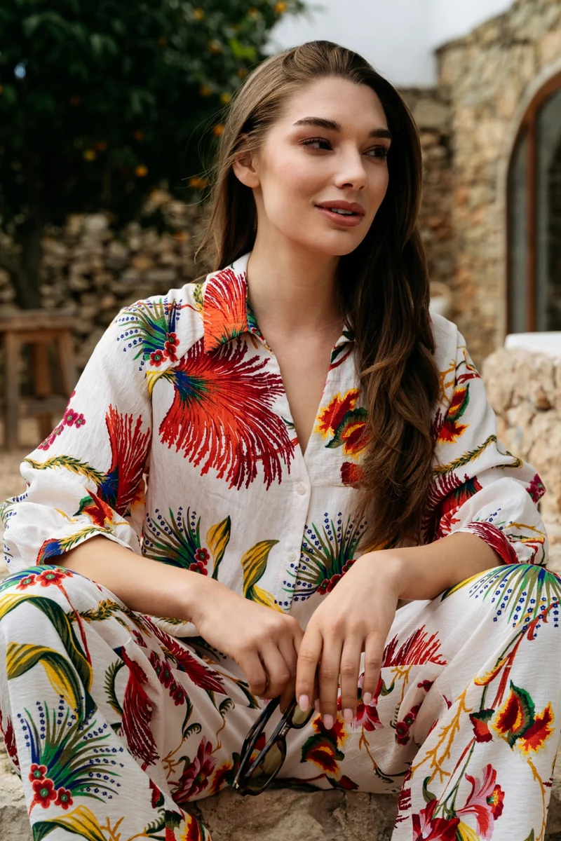 Blouse Marijke Flower Claret Multi BL443