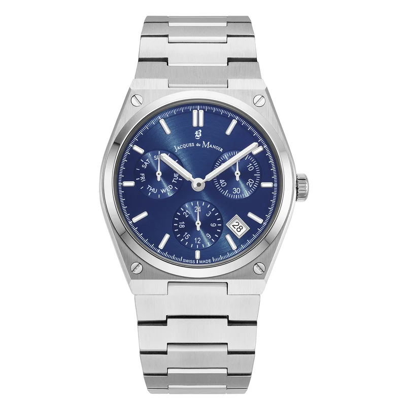 Jacques du Manoir Horizon Gents Multifunction Zilverkleurig Stalen Herenhorloge JWN05703