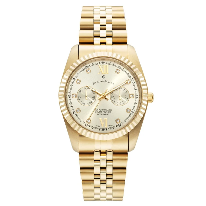 Jacques du Manoir Inspiration Multifunction Goudkleurig Stalen Unisex Horloge JWN06103