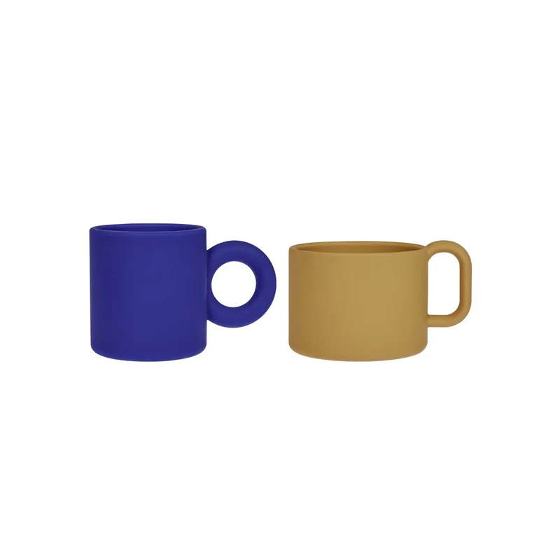 Nomu Kinderbeker - Blauw / Khaki - Siliconen - Set van 2