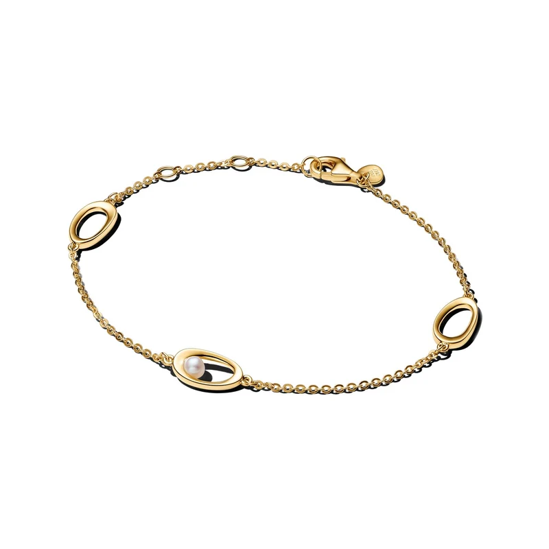 Pandora Essence Verguld Organisch Gevormd Oval & Treated Freshwater Cultured Pearl Armband 564677C01