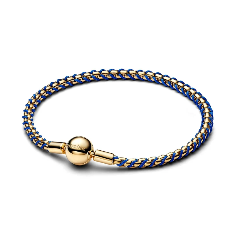Pandora Moments Verguld Blue Cord Schakelketting Armband 563816C02