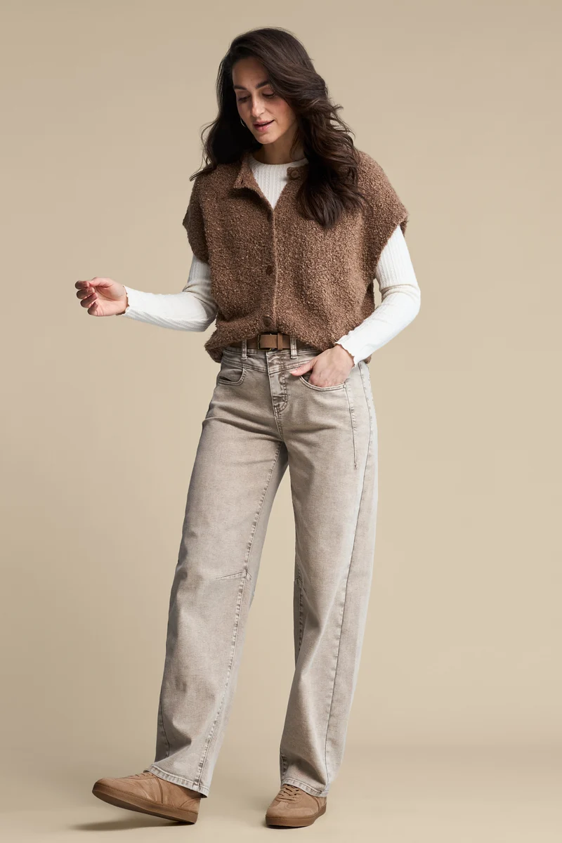 Broek Korine Belt Washed Twill Colors Truffle SRB5156 L32