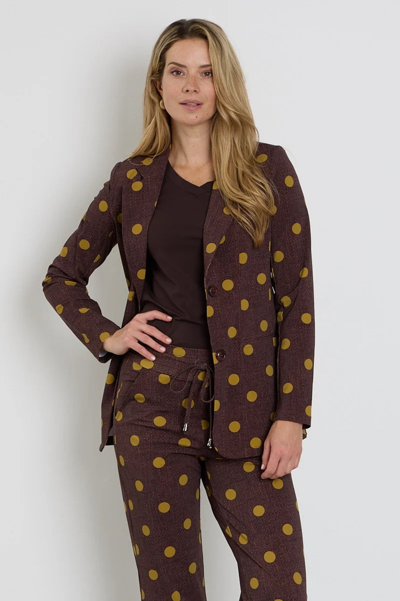 Travel Blazer Dot Structure Print Mahogany 202102