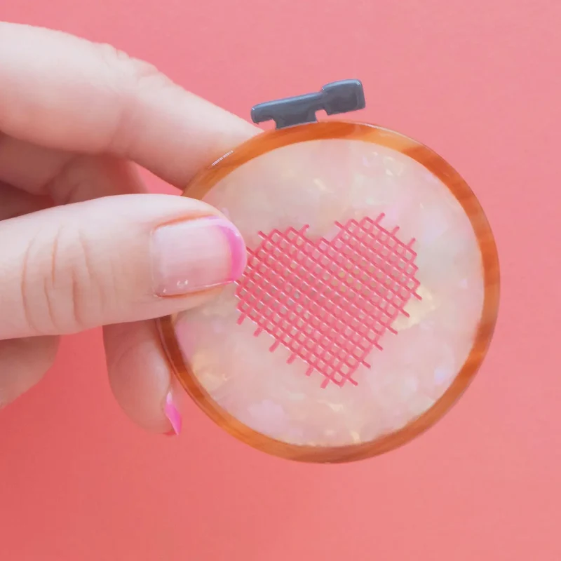 Cross Stitch Embroidery Hoop French Barrette Hair Clip