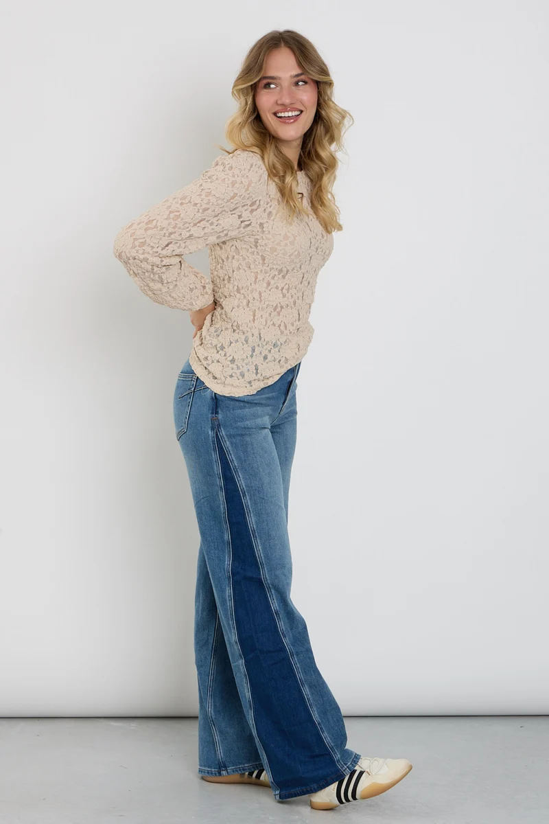 Broek Claudette Insert Contrast Mid Stone Used SRB5012 L33