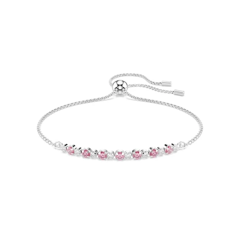 Swarovski Matrix Tennis Zilverkleurige Armband met Roze Accenten 5763042