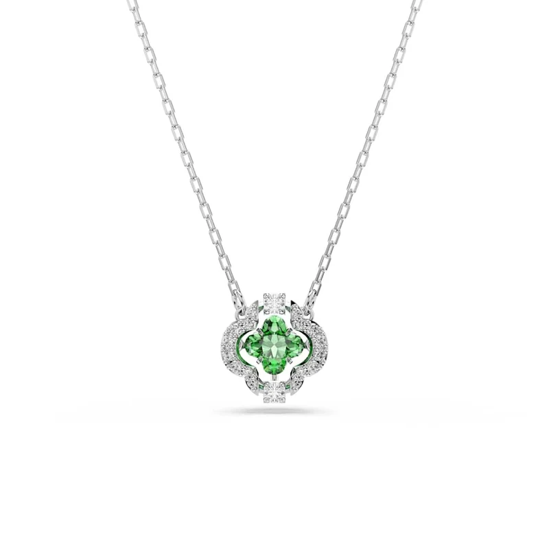 Swarovski Una Sparkling Dc Zilverkleurige Ketting met Groene Kristal 5757785