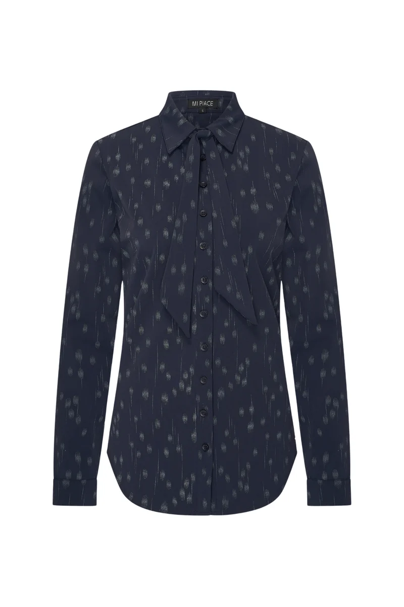 Travel Blouse Dot Foil Print Navy 202709