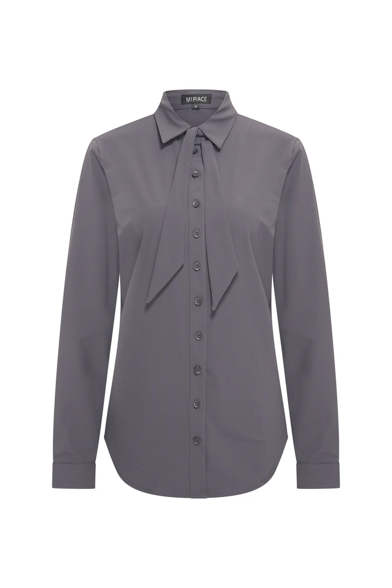 Travel Blouse Bow Dark Grey 202709