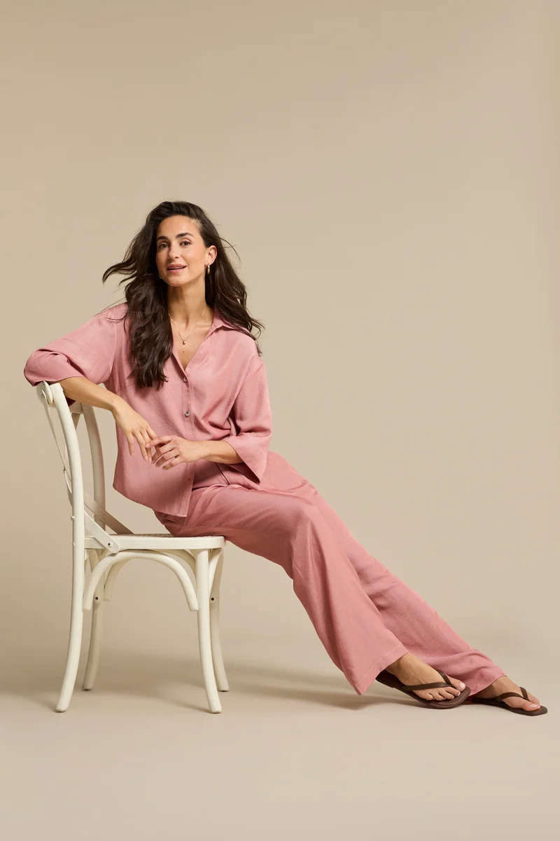 Broek Colette Yoke Shine Rosewood SRB4828