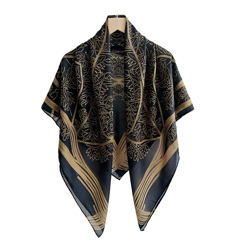 Groothandel Vintage Boheemse Geometrische Print Grote Vierkante Sjaal met Gerafelde Rand