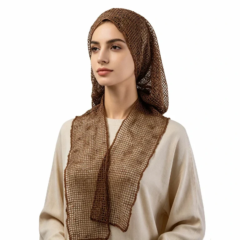 Groothandel in netstof hijabmutsen met geïntegreerde sjaal