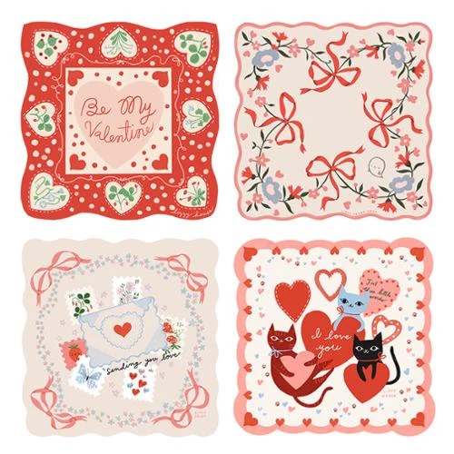 "Funny Valentine" Hankies Set of Four