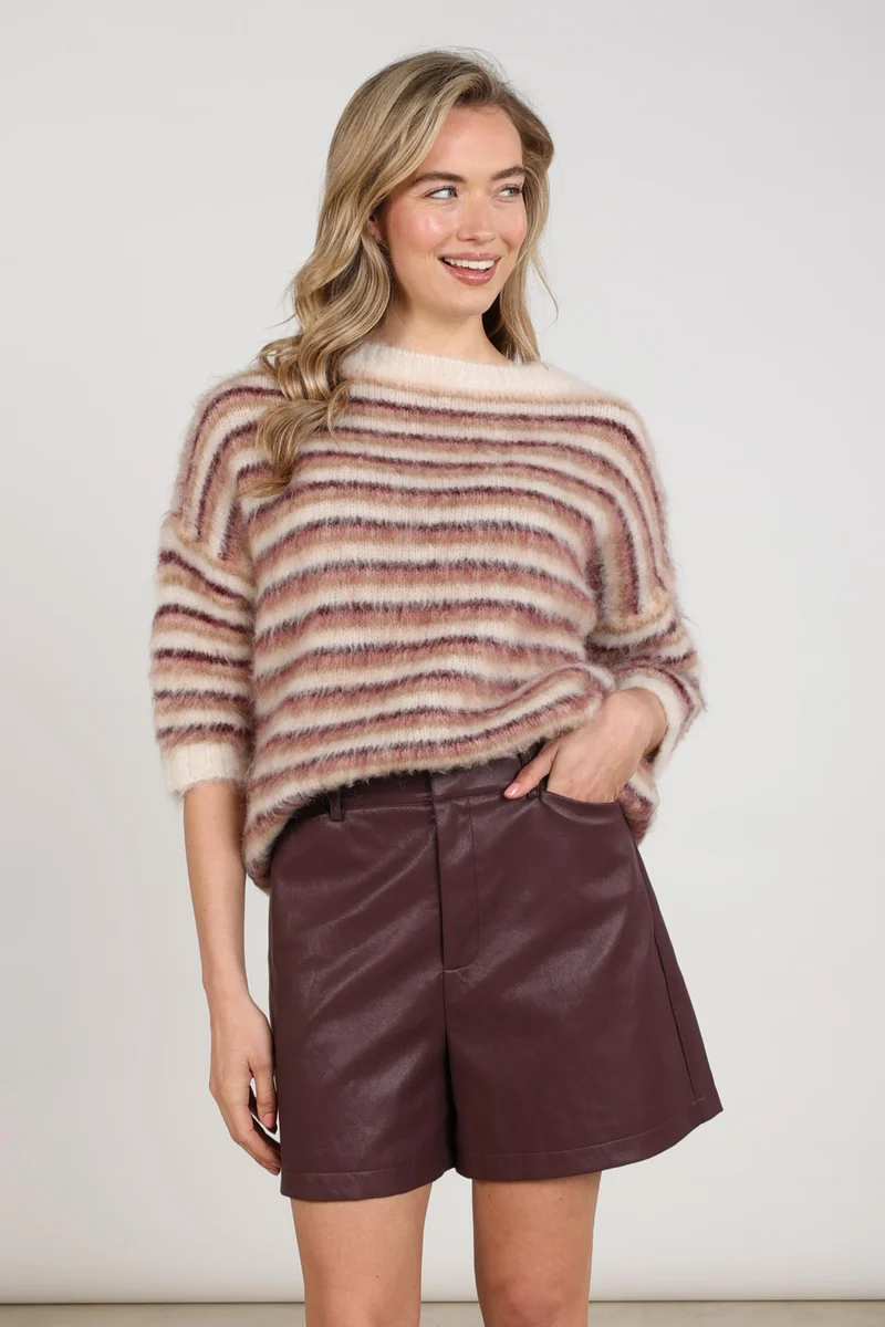 Trui Lucia Stripe Offwhite Rose NKF03075
