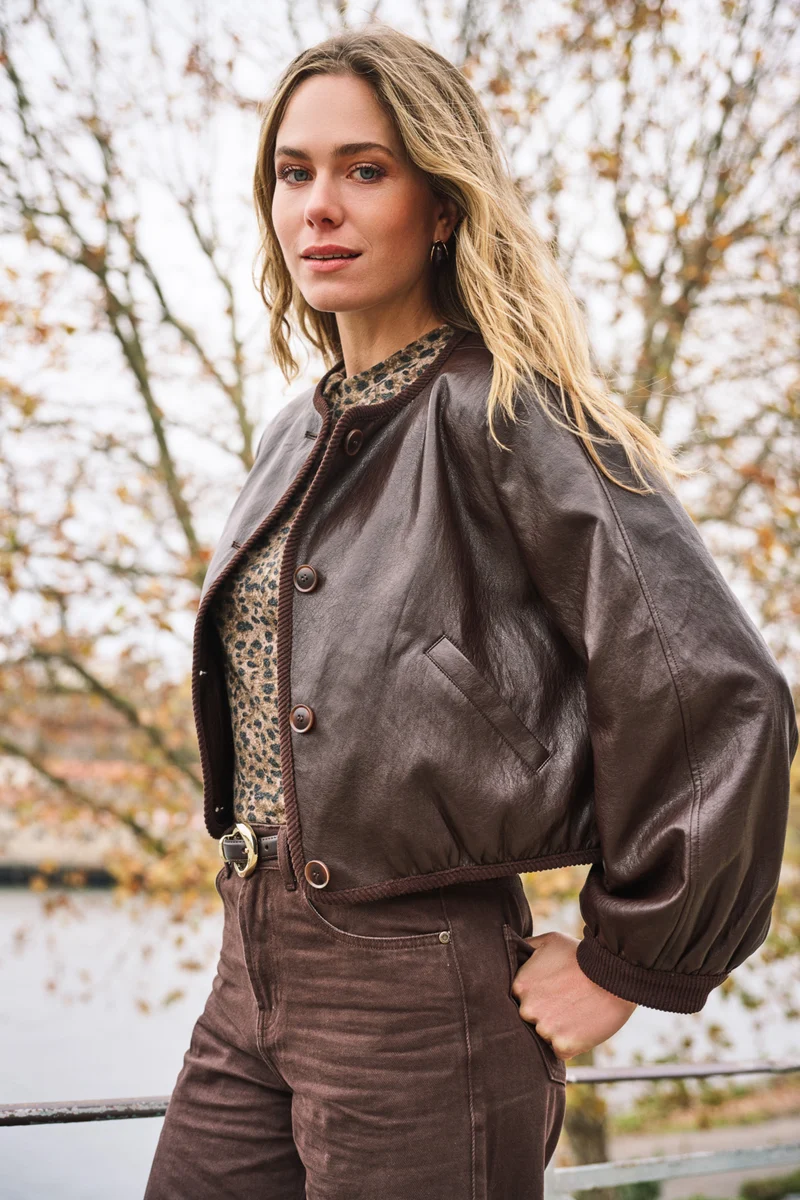 Jacket Short PU Crinkle Cacao F26.11512