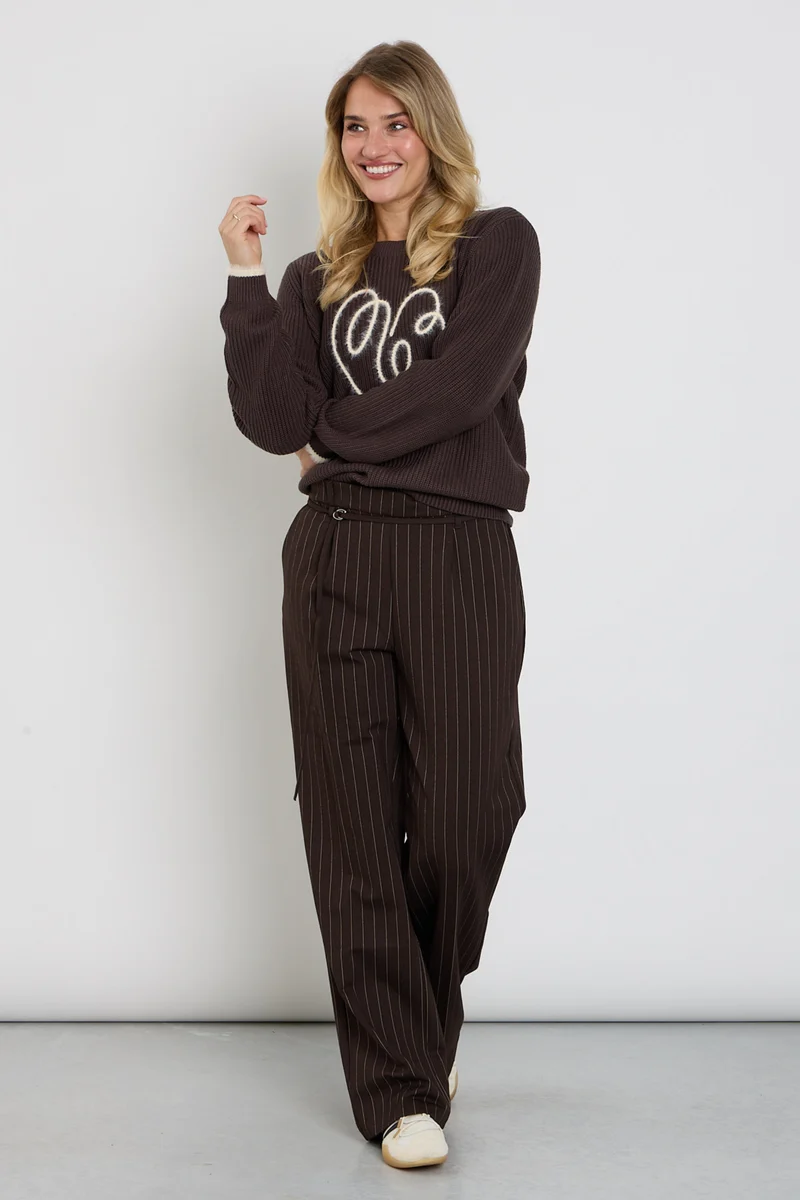 Broek Cleo Punta Pinstripe Espresso SRB5050 L33