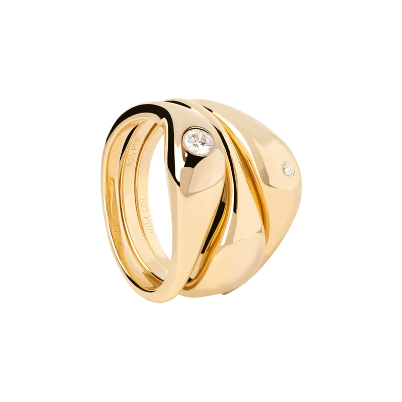 P D Paola The New Essentials 925 Sterling Silver Ring AN01-994-10 Gold Plated