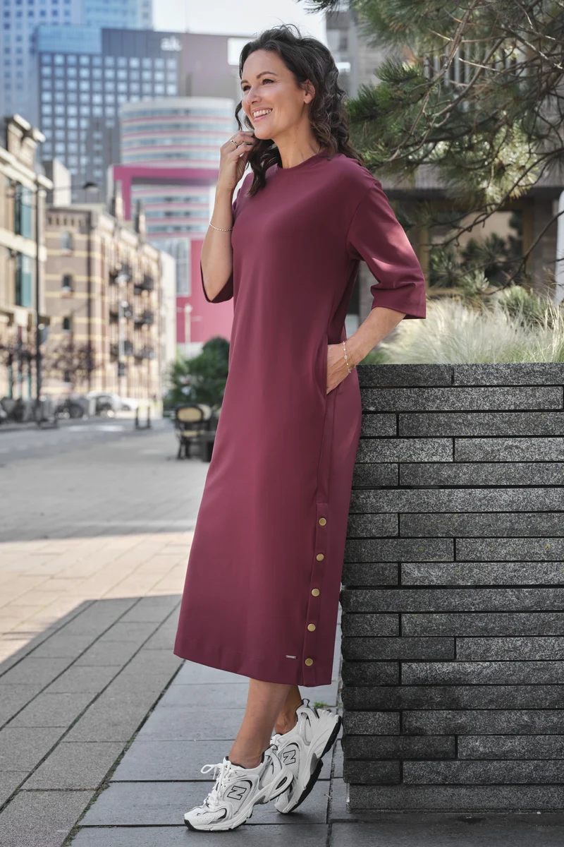 Bonded Travel Jurk Burgundy 202692