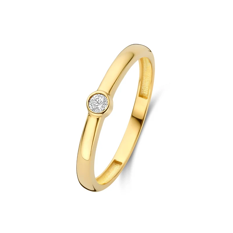 Isabel Bernard Rivoli Josie 14 Karaat Gouden Stacking Ring Met Zirkonia Steentje IB330112-48