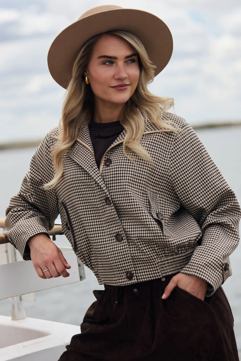 Jacket Dahlia Check Sand Chocolate NKF13166