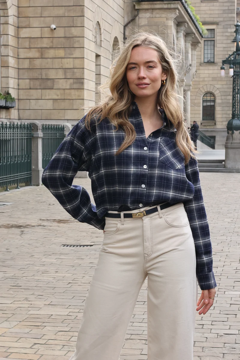 Blouse Macy Check Navy Offwhite NKF02263