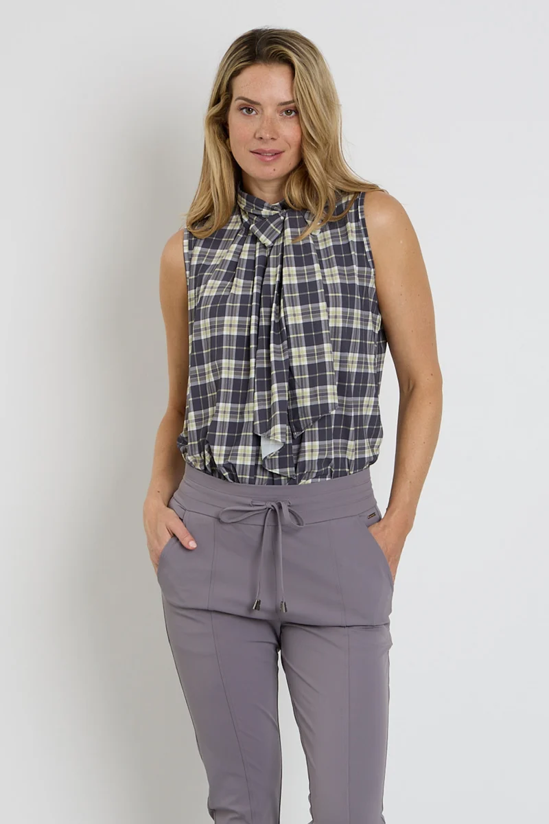 Travel Blouse Bow Autumn Check Print Winter Pear 202830