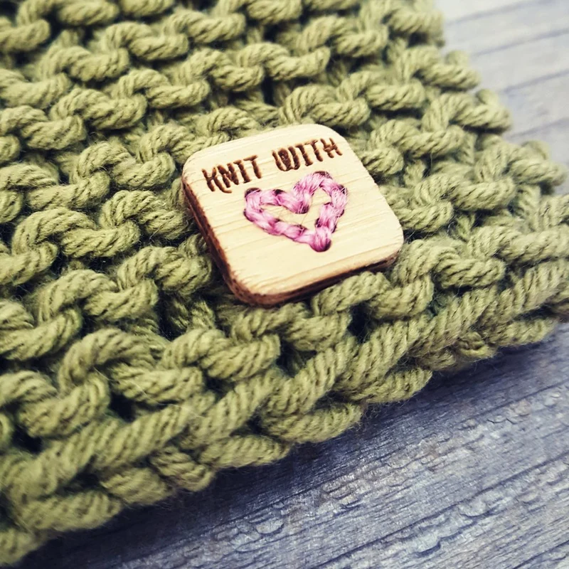 Knit with Love Stitchable Heart Bamboo Tag - 3/4" (1 tag)