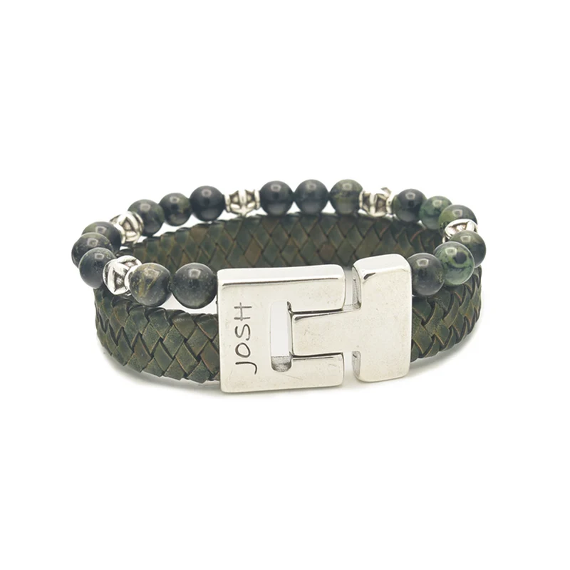 Josh Green Natural Stone Bracelet 25035SL/GRNN/MED